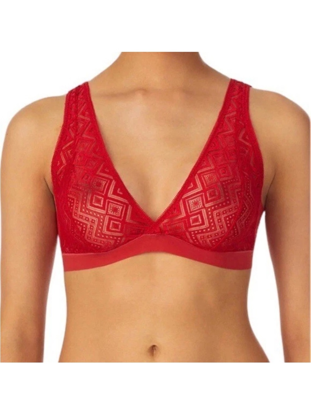 Red Lace Wireless V-Neck Bralette - Women Intimates & Sleepwear DKNY